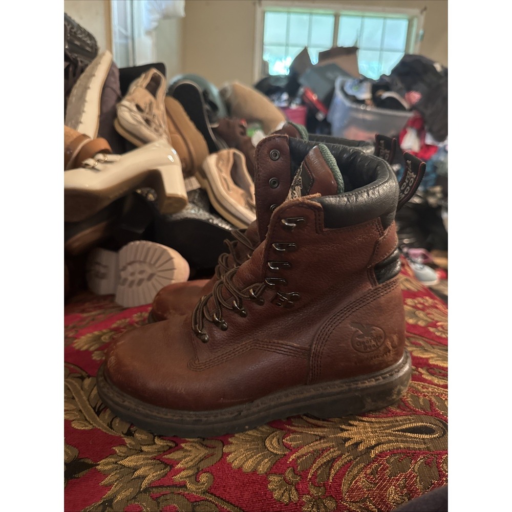 GEORGIA BOOT Men's Size 8 Leather 8" Eagle Light Work Boots